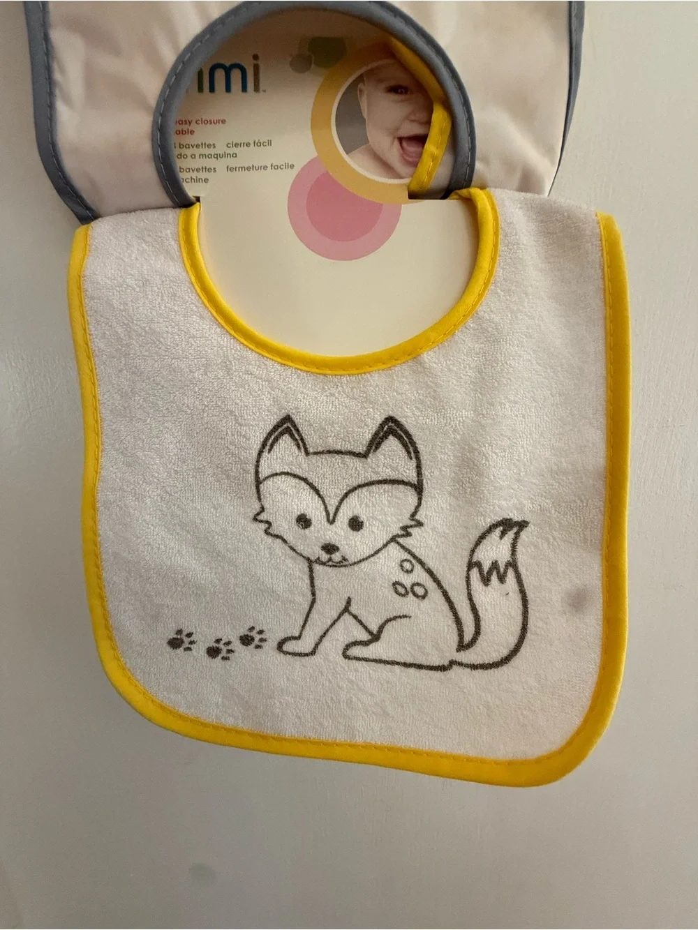 Yellow-Trim Fox Baby Bib - Pack of 3